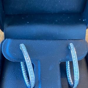White gold diamond hoop earrings